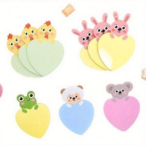 Cartoon <b>Animal</b> Memo Pads Heart-Shaped Magnetic Student Reminder Office Message Sticky Notes Back-to-School Paper Gift - Product Image 4