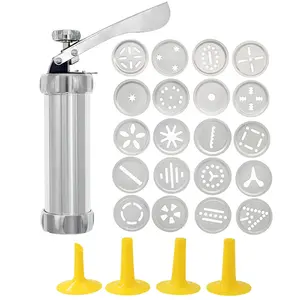 RTS Stainless Steel a Set of Biscuit Maker Gun 20 Discs and 4 Icing Metal Cake Decorating Gun Cookie