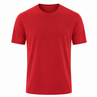 Kaos Pria Lengan Pendek Warna Merah Polos Kerah O Kasual Regular Fit Bahan Jersey