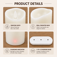 Bougie LED à induction rechargeable par USB, effet flamme 3D vacillante, lumière chaude, pour décoration de maison et Ramadan
