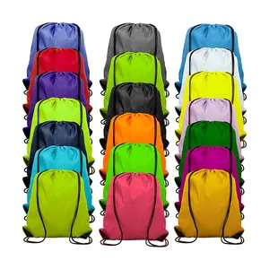 Bedrukt Multicolor Lichtgewicht Duurzaam 210d Polyester Kids Kleine Tas Met Trekkoord Schoolrugzakken