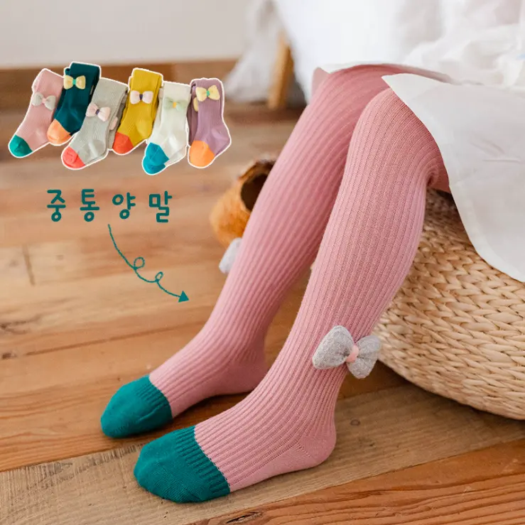 Wholesale Spring Summer Candy Macaron Color One Piece Sweet Cute Colorful Children Baby Girls tights with Bowknot