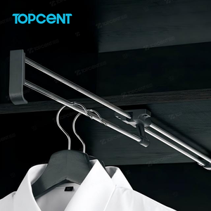 Topcent Multifunctional Stainless Steel <strong>Wall</strong> Mounted Eco-Friendly Pull-Out Wardrobe Accessories Display <strong>Clothes</strong> Rack Hooks <strong>Rails</strong> - Product Image 1