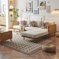 Ensemble de canapé 3 places en bois massif artisanal en rotin véritable, personnalisable, pour les intérieurs contemporains d'australien