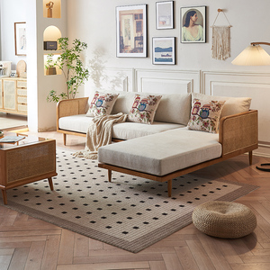 Juego de Sofás de Madera Maciza Personalizado, Hecho a Mano con Ratán Genuino, de 3 Plazas, para Interiores de Estilo Australiano Contemporáneo - Product Image 4
