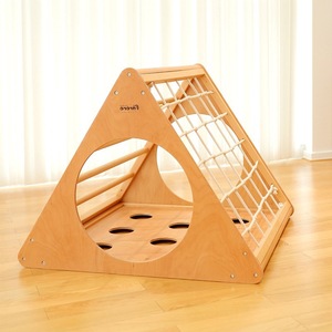 Wooden Triangular Climbing <b>Frame</b> With Slide Solid Wood Indoor Outdoor <b>Play</b> Structure For Kids 2 To 6 Years Old - Product Image 4