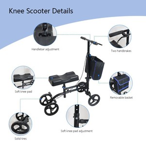 Knee <b>Scooter</b> Folding Mobility Aid With Adjustable <b>Handlebar</b> And Soft Knee Pad For Single Leg Injury Rehabilitation - Product Image 1