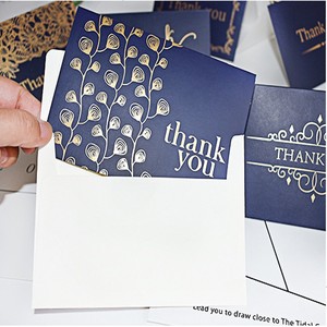 <span class=keywords><strong>Carte</strong></span> de visite classique bleu foncé avec estampage à chaud, <span class=keywords><strong>carte</strong></span> de remerciement plié<span class=keywords><strong>e</strong></span> en deux avec enveloppe blanche, <span class=keywords><strong>carte</strong></span> <span class=keywords><strong>postale</strong></span> vintage - Product Image 6