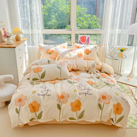 Couette AB 100% Coton Sergé Hypoallergénique Réversible Écologique 200TC Style Européen et Américain Imprimé Floral Frais pour Maison et Hôtel