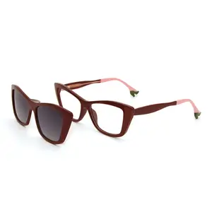 All'ingrosso occhiali da lettura con montatura piccola cerniera a molla per occhiali da lettura TR90 flip cover con clip magnetica da donna occhiali da sole polarizzati