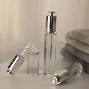 Gold Supplier Cosmetic Glass Packing 15ml 30ml Cylinder Bottle Empty Round Oil Glass Bottles with Special Press Dropper