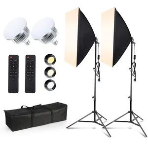 Portable Soft Box Set Folding Photo Lighting Modifier 85W LED Bulb Remote Control Photography Softbox with Tripod Stand