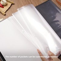 Carpeta de Archivo Impermeable Transparente con Bolsillos Suaves, Estilo Insertable, Superficie de Cuero A4, Diseño para Recetas, Procesamiento de Documentos, Menú