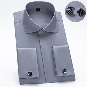 Camisa de Vestir de Manga Larga para <span class=keywords><strong>Hombre</strong></span>, Corte Slim, Cuello Cuadrado, Antiarrugas, Transpirable, Satén Elástico, Ecológica, ODM - Product Image 3