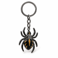 Porte-clés personnalisé en métal plaqué avec breloque araignée, logo sur mesure, vente en gros, souvenir promotionnel, fournisseur en gros, fabricant de porte-clés