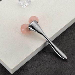 Rouleau de massage facial et ensemble Gua Sha en pierre naturelle de jade vert rose pour le cou et le visage, vente en gros - Product Image 1