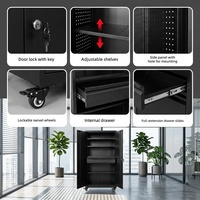 Gabinete de Almacenamiento Móvil de Acero con Ruedas, Gabinete de Herramientas Metálico con Cerradura, Armario de Almacenamiento Industrial para Taller