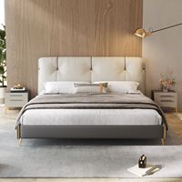 Lit double en cuir véritable en tissu Hi-Tech de luxe Offre Spéciale léger lit queen size moderne dossier haut 1.8m 2m lit king size de mariage