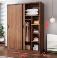 Armario con Puertas Corredizas para el Hogar, Dormitorio Moderno y Sencillo, Gabinete de Almacenamiento Económico de Madera Maciza para Familias Pequeñas
