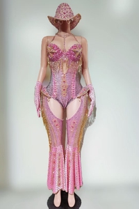 Combinaisons <span class=keywords><strong>sexy</strong></span> à franges et strass, chapeaux, tenues de cow-boy pour femmes, costumes de festival de musique, costumes de pom-pom girls, costumes de DJ, costumes de chanteuses, costumes de showgirl, costumes de performance - Product Image 4