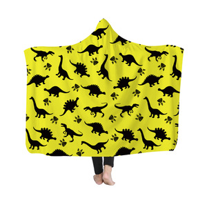 Drop Shipping coperta con cappuccio indossabile in velluto di cristallo di alta qualità stampata su richiesta con motivo dinosauro comfort <span class=keywords><strong>mantello</strong></span> coperte con cappuccio - Product Image 2