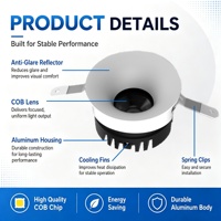 Spot LED encastré ultra-plat personnalisé, durée de vie 50000H, garantie 5 ans, downlight en aluminium pour projets de bâtiments commerciaux