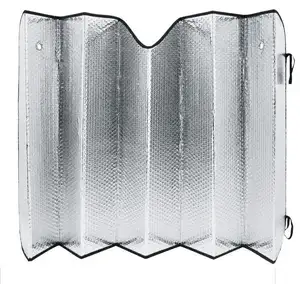 Ingrosso in argento 140x70 cm parabrezza auto Anti-riscaldamento parasole catena Sunshading bordo tapparelle rullo per auto