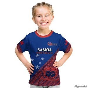 Personalizzato personalizza <span class=keywords><strong>testo</strong></span> <span class=keywords><strong>e</strong></span> numero Samoa Kid T Shirt alta qualità elastico Comfort ragazzi ragazze manica corta T-Shirt Drop Ship Tee - Product Image 4