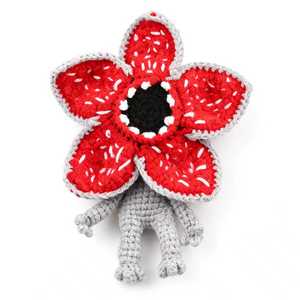 Muñeco de <span class=keywords><strong>lana</strong></span> tejido a crochet, flor comedora de hombres, <span class=keywords><strong>estambre</strong></span> rojo, adornos periféricos de Strange Story, hecho a mano en gris, RY-QT-014 - Product Image 5