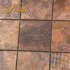 Retro Brass Metal Mosaic Tiles Patterns Reminiscent Ambience Home Decor Wall Cladding Accent Feature Facade Interior Design