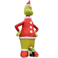 Décoration de Noël gonflable Grinch avec lumière LED, clown de Noël pour la décoration extérieure de la cour, Grinch gonflable