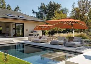 Haute qualité moderne extérieur rotin parapluie plage balcon piscine cour <span class=keywords><strong>Parasol</strong></span> populaire pour House Resort - Product Image 4