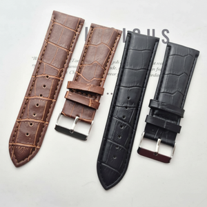 Cinturino in 2 colori con motivo a coccodrillo 24mm in pelle sintetica - Product Image 1