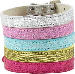 Collar de perro de lujo, <span class=keywords><strong>cinta</strong></span> de hebilla de diamantes de imitación de cuero de gamuza de <span class=keywords><strong>terciopelo</strong></span> brillante a la moda para Collar de perro de PU sólido - Product Image 6