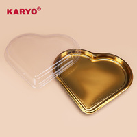 KARYO 2118 Boîte alimentaire à emporter en forme de cœur avec couvercle transparent doré pour fraises, cerises, boîte cadeau