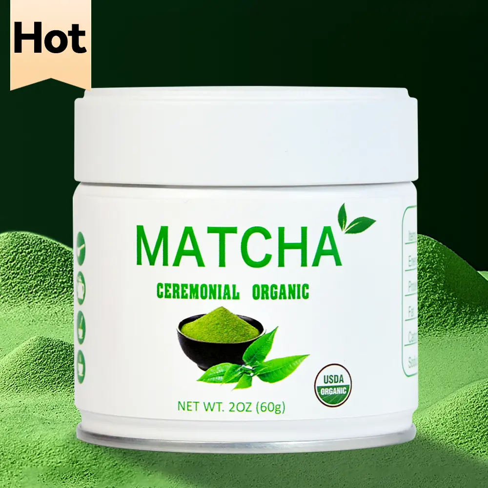 Chinalabel özel etiket Premium organik tören sınıf toz yeşil çay çay tozu şişe Matcha japonya