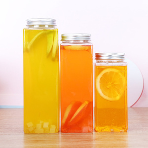 Wholesale 500ml for PET Square Cold Drink <b>Bottle</b> for Juice Tea Mineral <b>Water</b> with Aluminum Cap - Product Image 1