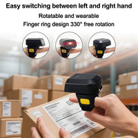 YJFIRST YJ-6602 Mini Escáner de Código de Barras Inalámbrico de 2.4G, Lector de Códigos QR Pequeño para Dedos, Compatible con Tablets Android