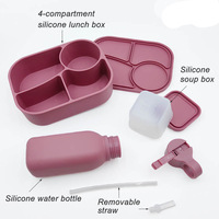 Meilleures ventes - Contenants de stockage alimentaire en silicone avec logo imprimé, hermétiques, anti-fuite, sans BPA, ensemble de boîtes à lunch avec bouteille d'eau
