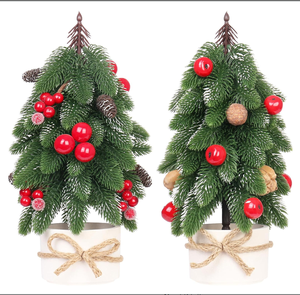 Petit sapin de Noël, décorations de sapin de Noël artificielles avec baies rouges et pommes de pin, pour mariage, fêtes, intérieur, Noël - Product Image 2