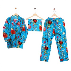 Ensemble de pyjama en coton 100% tricoté, imprimé floral, ensemble Bliss, vêtements de détente confortables, occasions décontractées et habillées, été, respirant, doux - Product Image 1