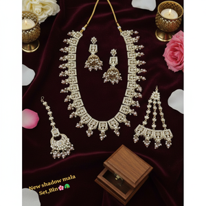 Wholesale High Quality Vintage Copper Gold Plated <b>Crystal</b> Kundan <b>Set</b> Long Mala Bridal Engagement Wedding Gift Party Necklace - Product Image 3
