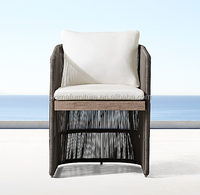Mobilier de patio moderne Chaise de salle à manger pour hôtel avec corde tissée et cadre en bois de teck Fauteuil de jardin pour les espaces extérieurs