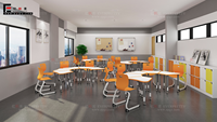 Table d'étude moderne en bois et métal réglable en hauteur, nouveau design, grande table d'étude en forme de U pour les élèves de la maternelle et de l'école