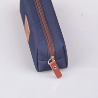 Tas alat tulis bercetak Logo kustom ritsleting silinder promosi siswa sekolah Kit kantung pensil pena senyum Murah Mewah