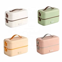 Mini chauffage 2 couches cuiseurs à riz chauffés Portable électrique Food110v 220v plus chaud cuit à la vapeur cuisson boîte à lunch
