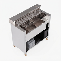 165L Ice Bin Komersial Bahan Stainless Steel, Modul Counter Bilas Minuman Mobile, Stasiun Koktail, Peralatan Bawah Bar, Bar Luar Ruangan