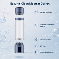 Bouteille d'eau hydrogénée 4000-5000ppb 230ml en oxyde d'aluminium + PC de qualité alimentaire 2.4W USB, tasse à eau riche en hydrogène électrique portable