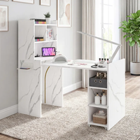 Table de manucure murale avec grand rangement et station de charge intégrée, table pliante multifonctionnelle pour la maison, le salon ou le bureau
