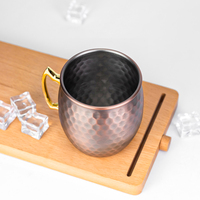 Vente en gros OEM/ODM, tasse à Moscow Mule de 550 ml, texture écaille de poisson, acier inoxydable 304 de qualité alimentaire, tasse à vin, cocktail, bière, bar